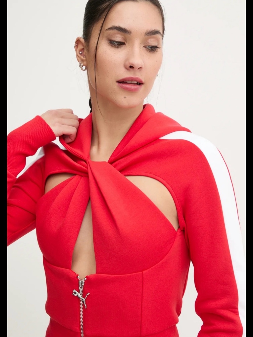 Coperni Red and White Cutout Hoodie - Picture 9 of 10